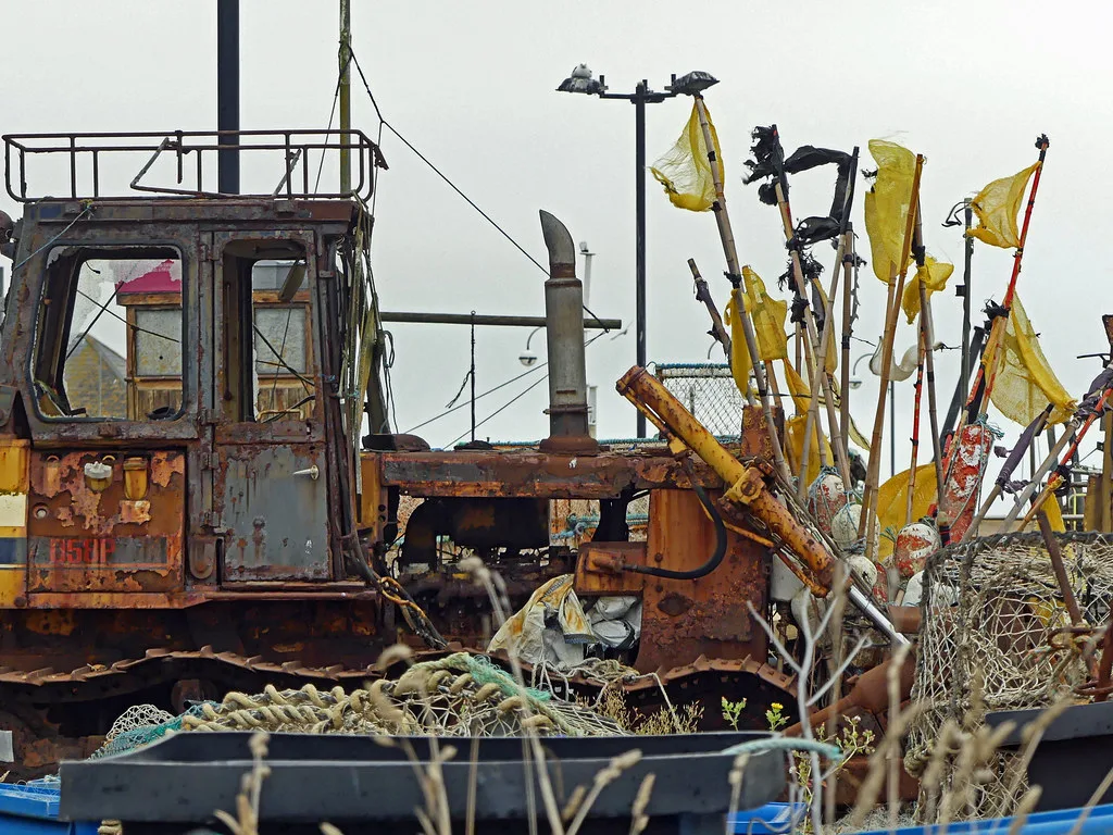 End of the beach for this Komatsu D58P bulldozer, Hastings