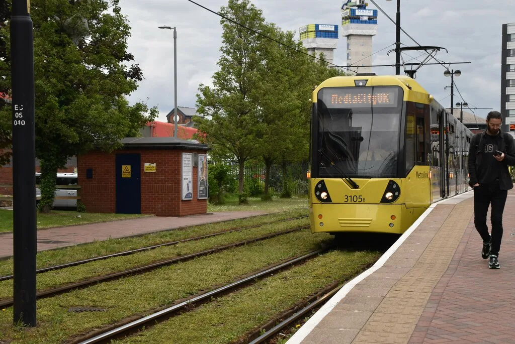 Metrolink tram at Harbour City - geograph.org.uk, Manchester