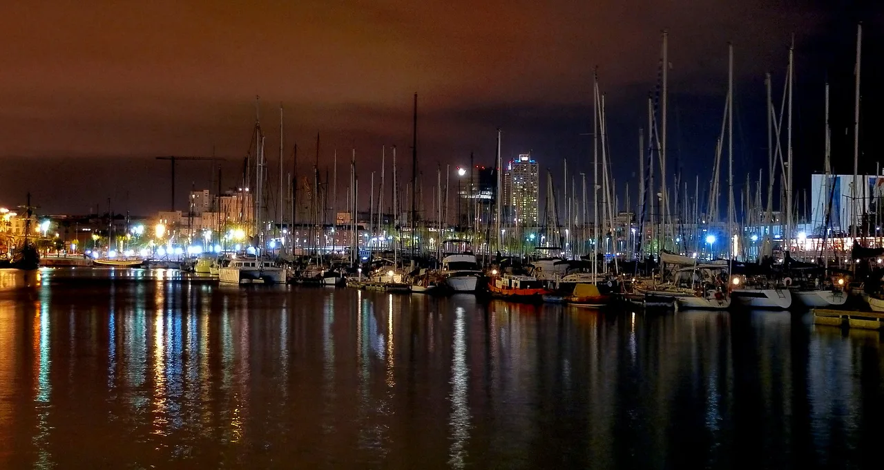 Barcelona Harbour at Night, Europe