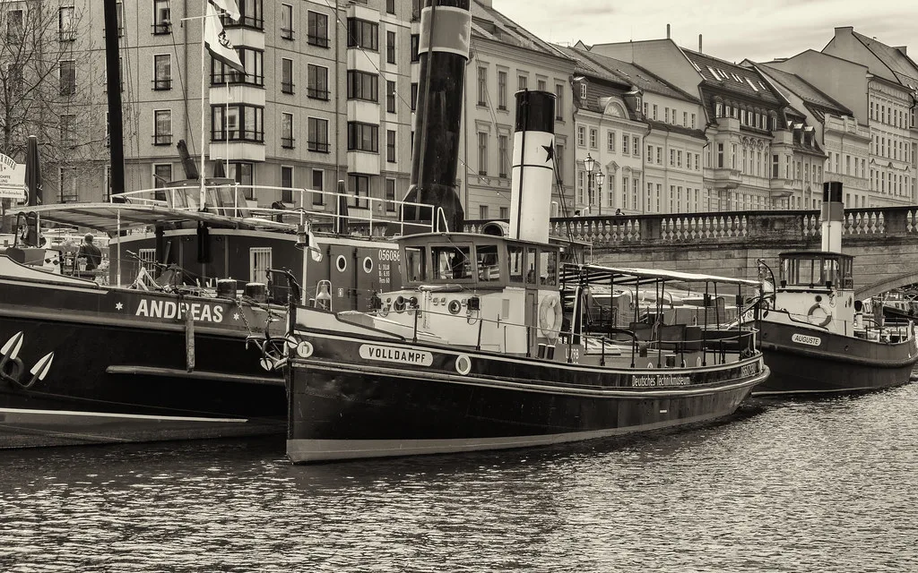 Berlin / Spree, Historischer Hafen. Schlepper "Andreas", "Volldampf" und "Auguste"