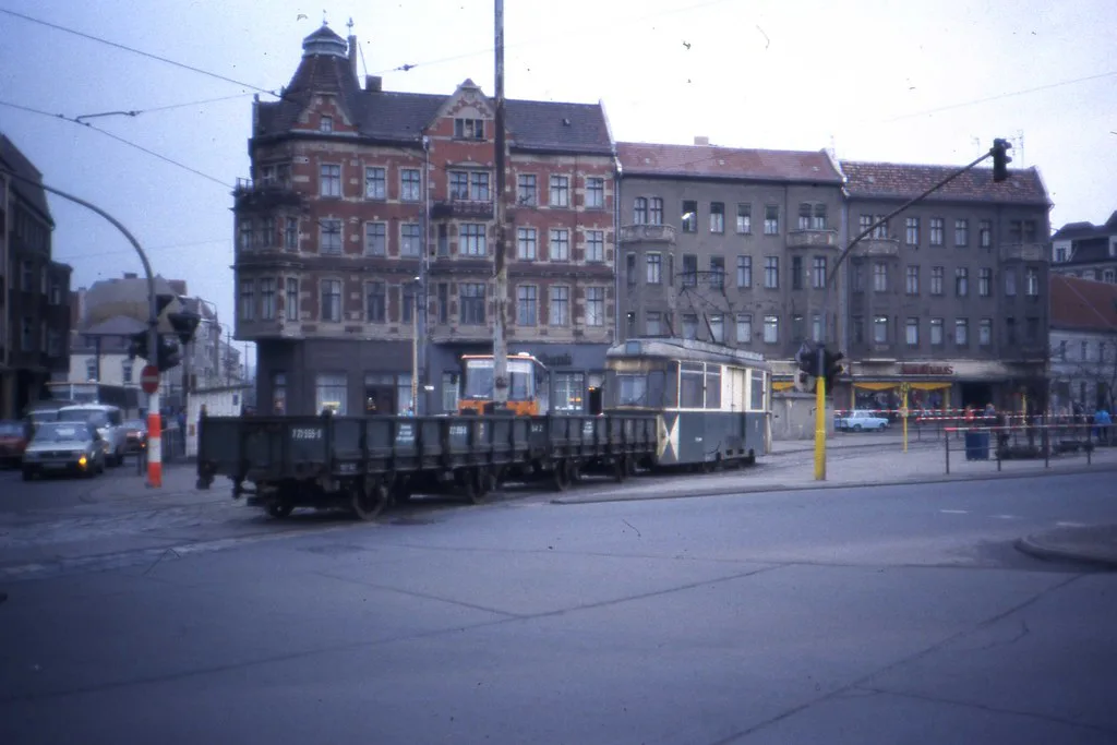 Güterstraßenbahn in Berlin Köpenick,DDR, Jan - BVB Goods tram. ßäöü